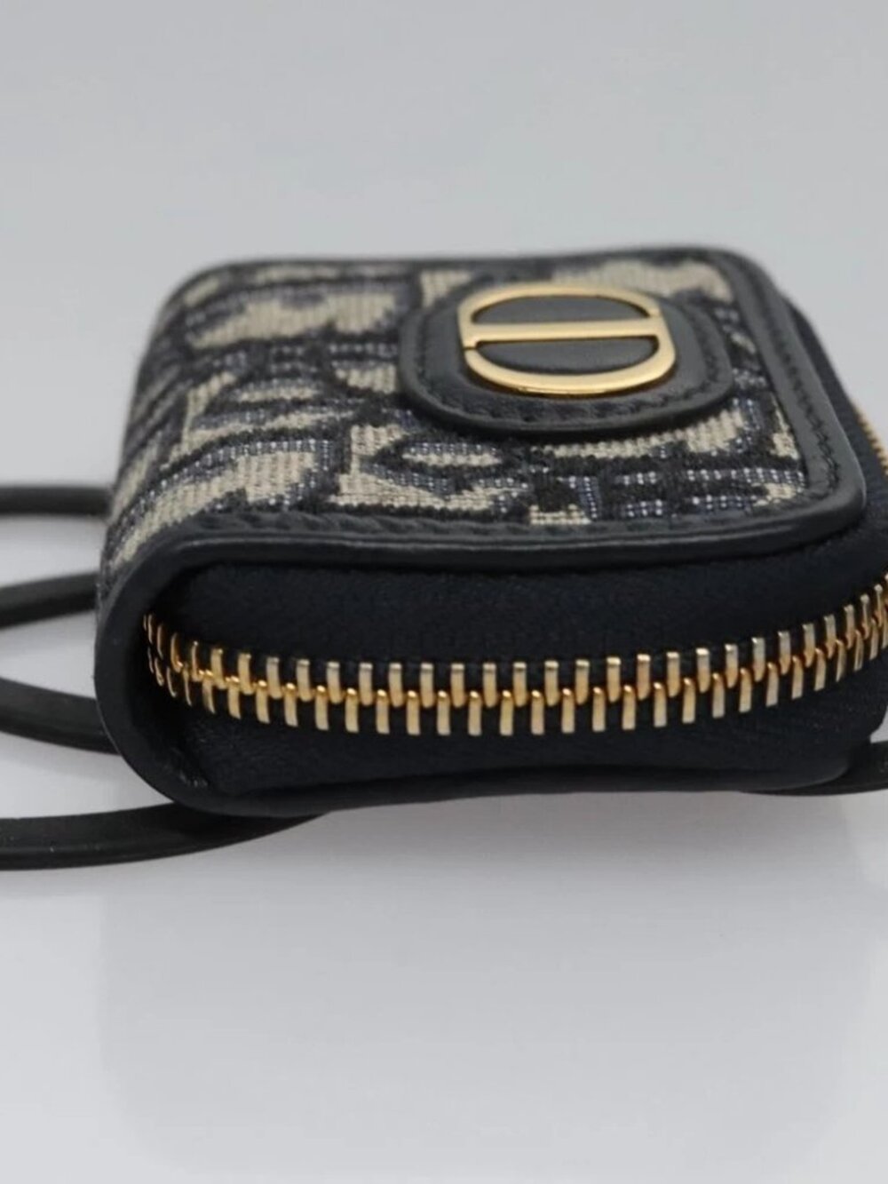 Christian Dior Trotter Canvas Oblique Phone Holder Airpods Case Navy Auth - Picture 5 of 15